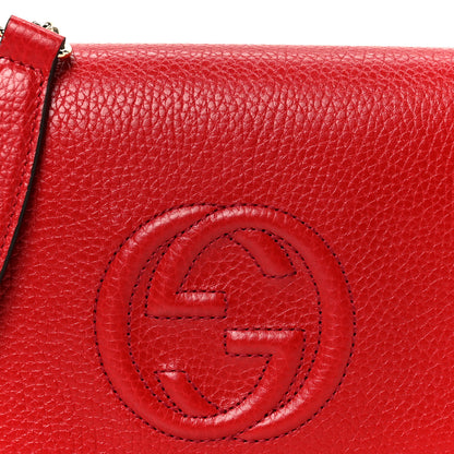 Gucci Pebbled Calfskin Soho Wallet on Chain Tabasco Red 7 of 10