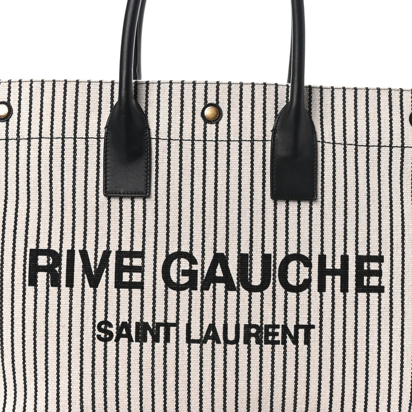 Embroidered Cotton Linen Rive Gauche Noe Tote Natural Black