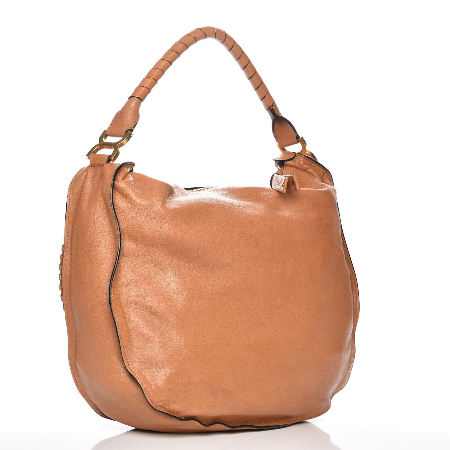 Calfskin Perforated Large Marcie Hobo Tan
