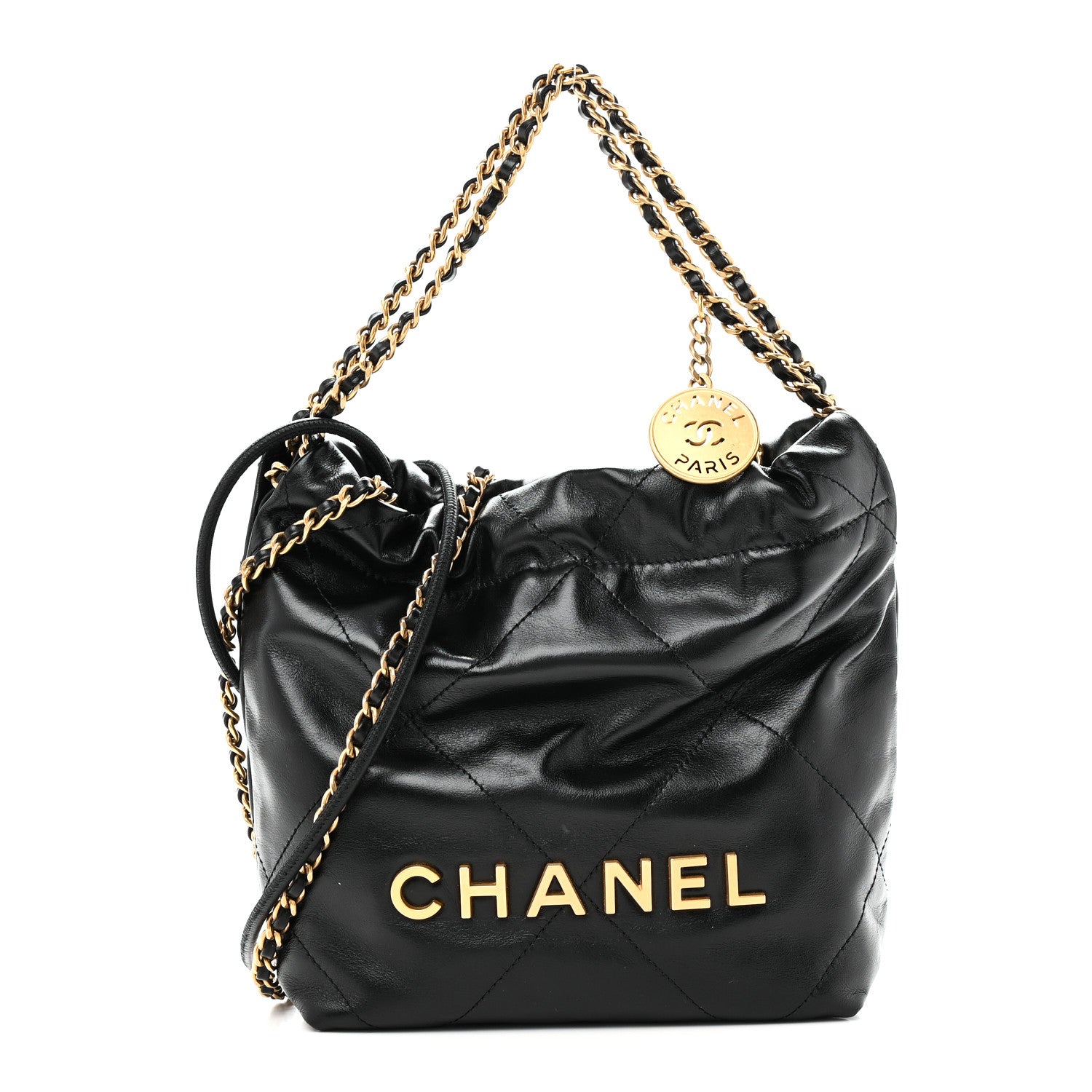 Chanel Shiny Calfskin Quilted Mini Chanel 22 Black 1 of 10