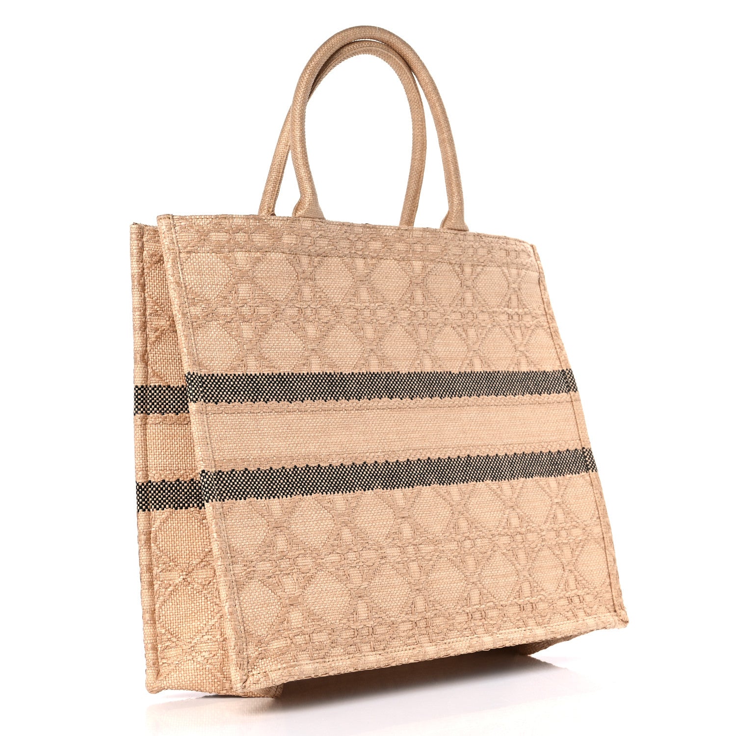 Christian Dior Raffia Cannage Large Book Tote Natural 3 of 9