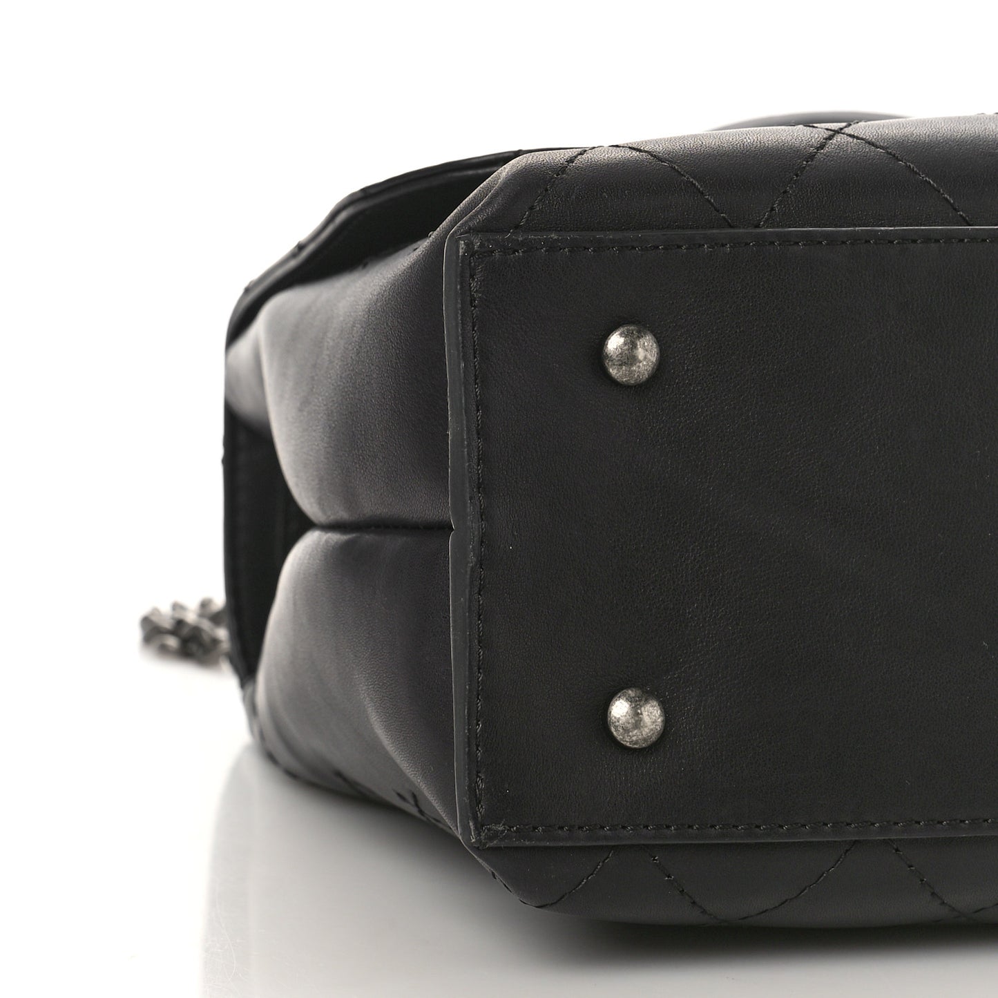 Calfskin Stitched Large Urban Luxury Top Handle Bag Black