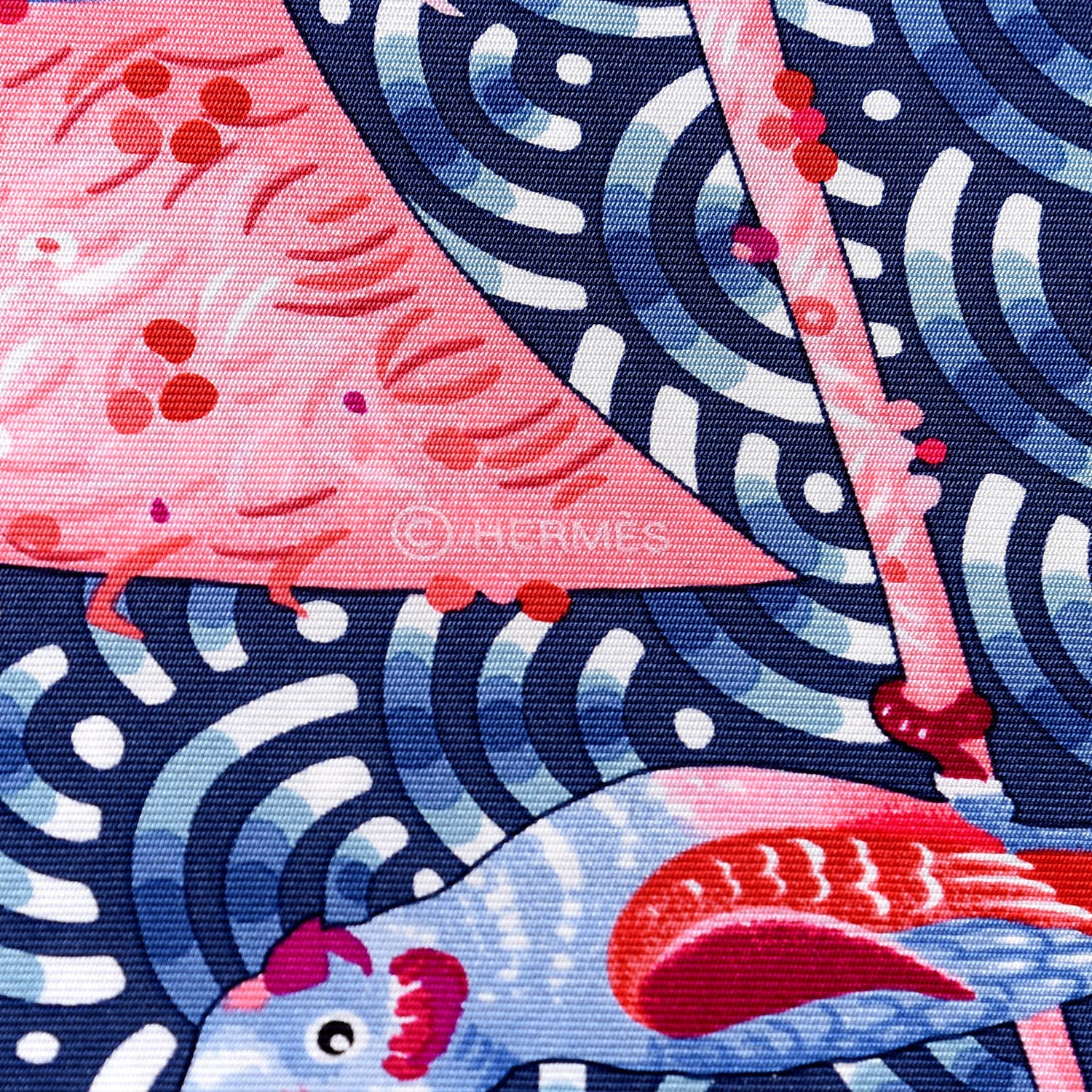 Hermes Silk Bateau Fleuri Scarf 90 Bleu Rose White 5 of 5