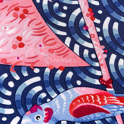 Hermes Silk Bateau Fleuri Scarf 90 Bleu Rose White 5 of 5