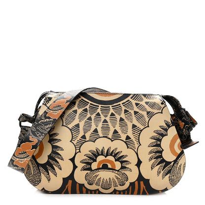 Valentino Garavani Calfskin Floral Print Mime Hobo Brown 1 of 8