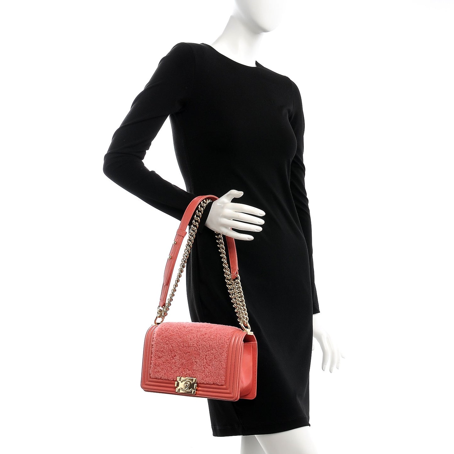 Shearling Sheepskin Medium Boy Flap Pink