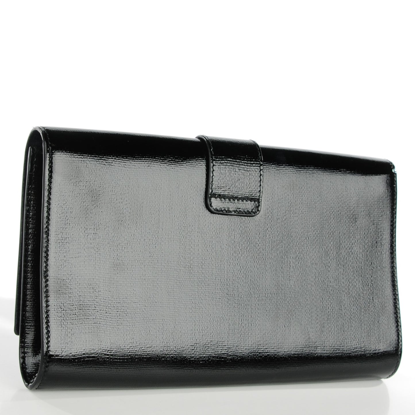 Textured Patent Classic Y Ligne Clutch Black