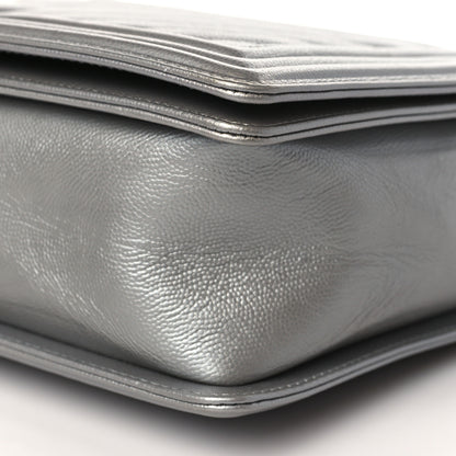Chanel Caviar Chevron New Medium Boy Flap Silver 9 of 9
