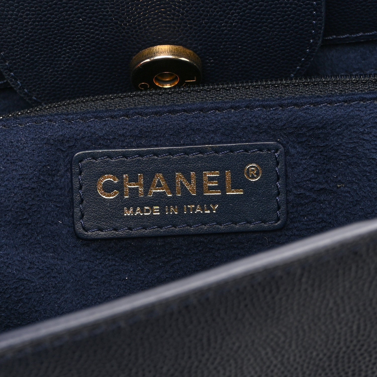 Chanel Caviar Small Studded Deauville Tote Navy 6 of 10