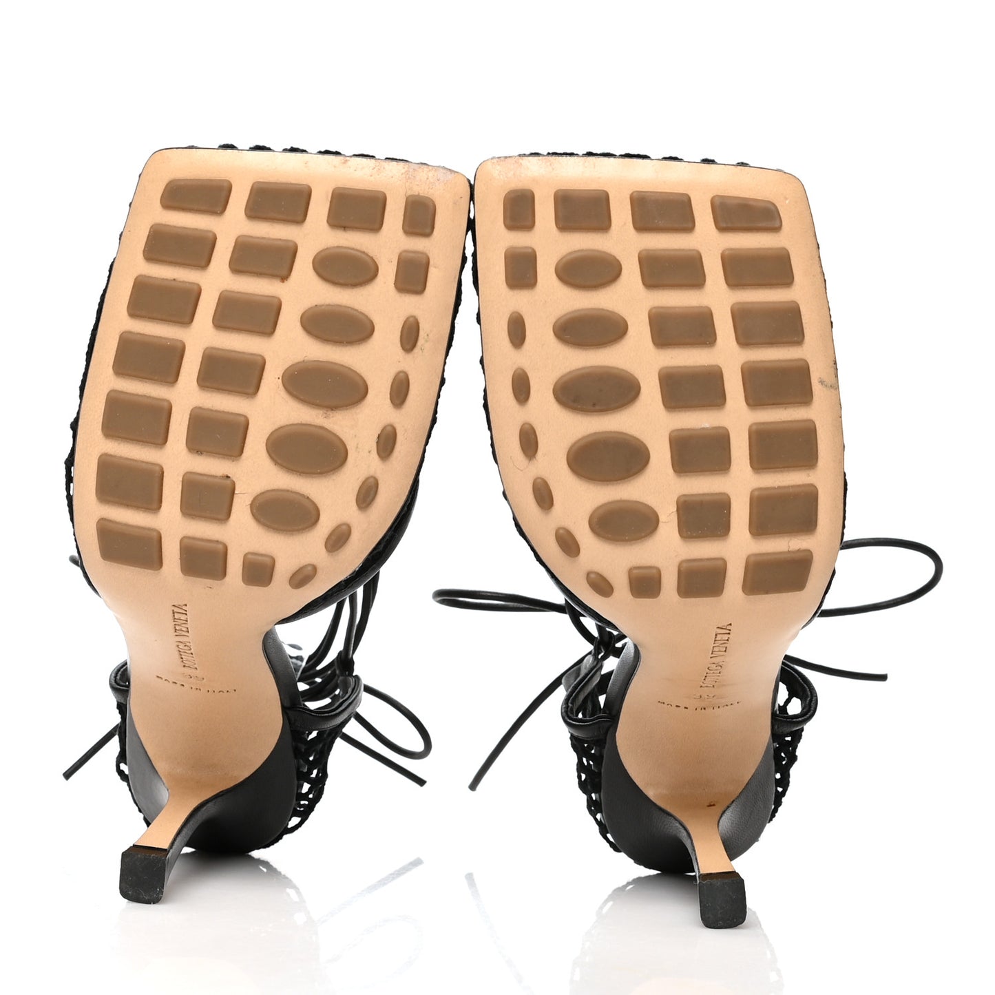Mesh Nappa Stretch Ankle Tie 90mm Sandals 39 Black