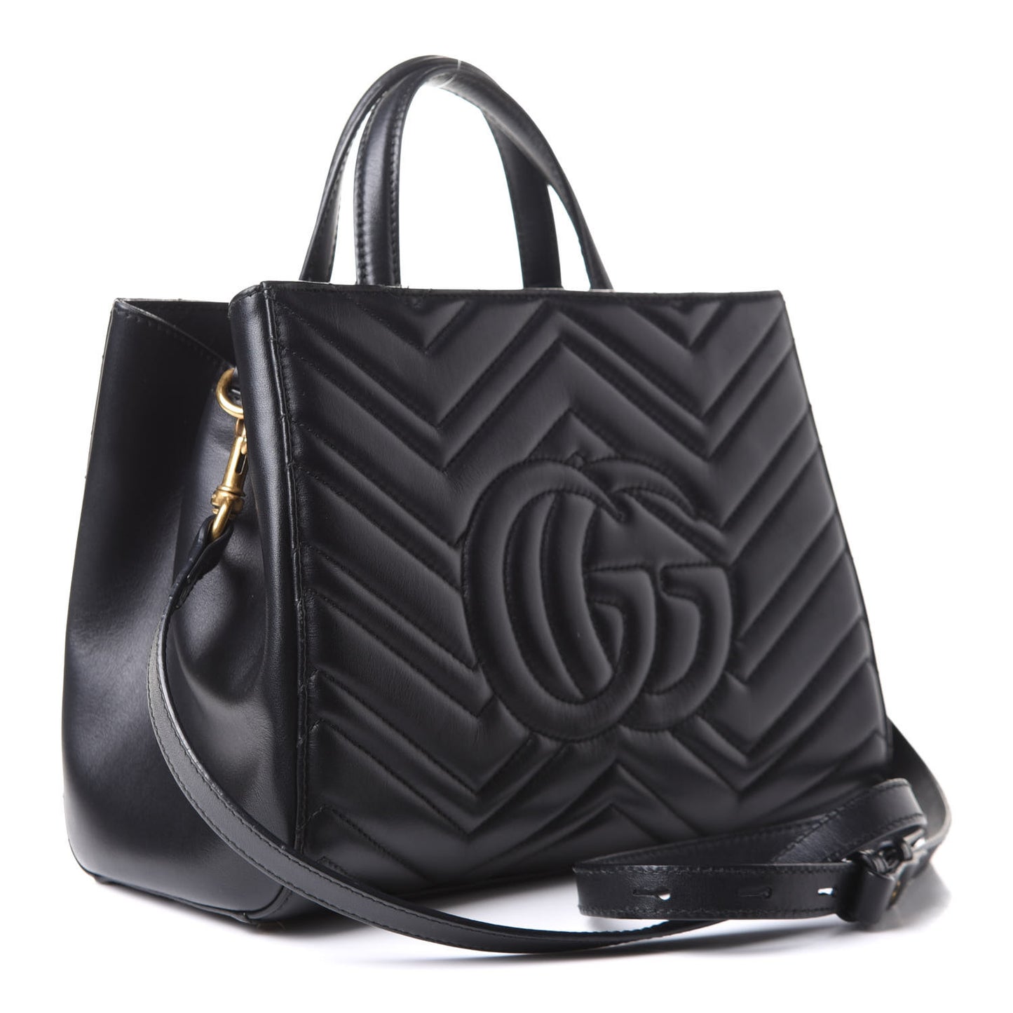 Calfskin Matelasse Small GG Marmont Tote Black