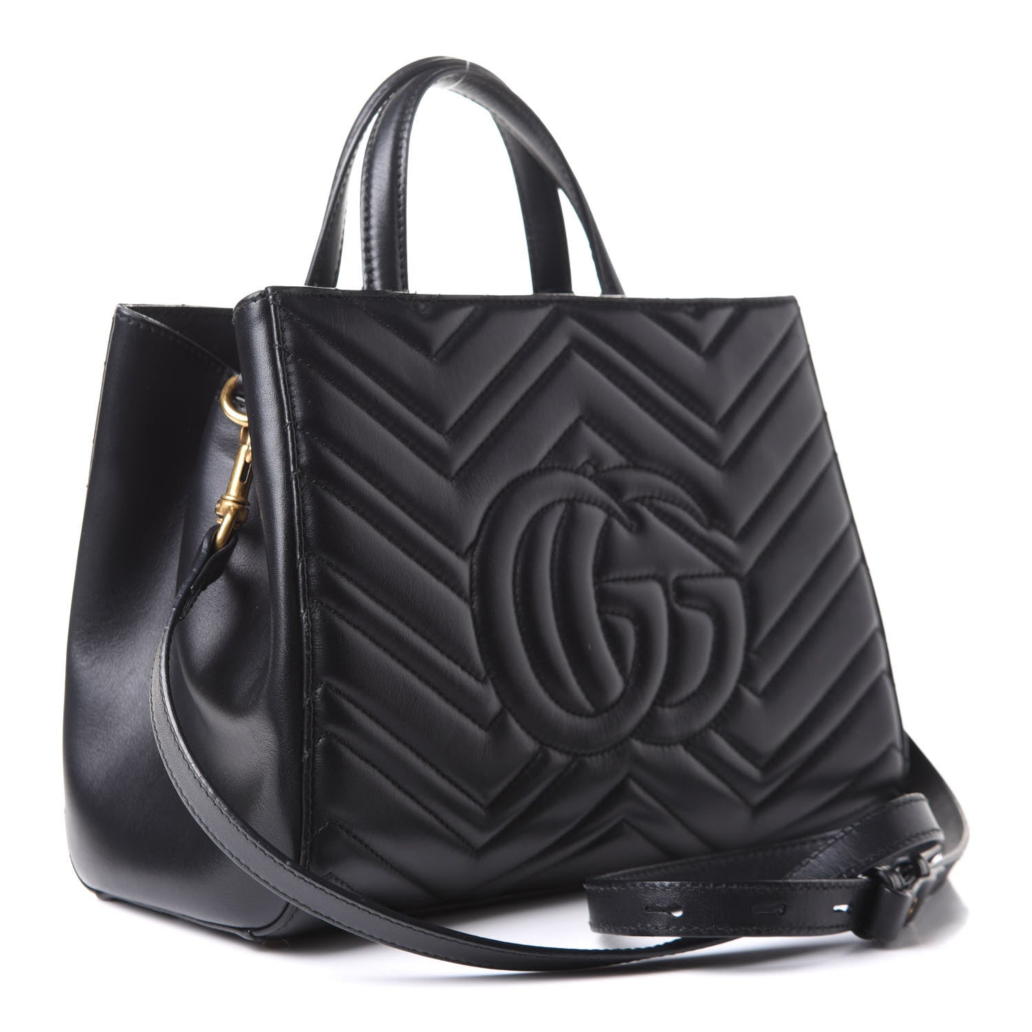 Gucci Calfskin Matelasse Small GG Marmont Tote Black 3 of 11