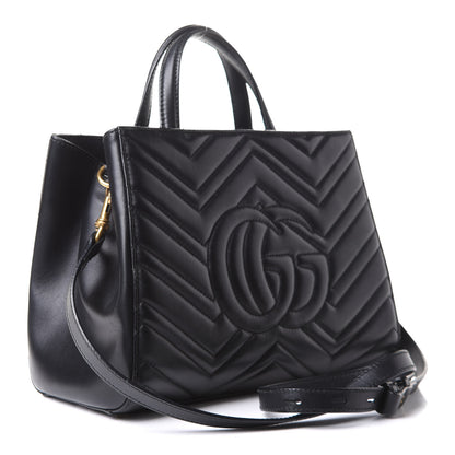 Gucci Calfskin Matelasse Small GG Marmont Tote Black 3 of 11