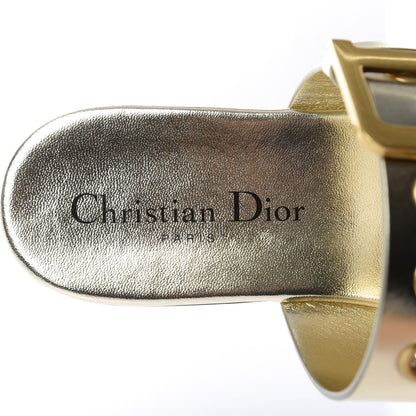 Christian Dior Laminated Calfskin D-Dior Slide Flat Sandals 37.5 Pale Gold 7 of 10