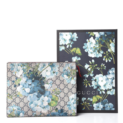 Gucci GG Supreme Monogram Blooms Large Cosmetic Case Beige Blue Navy Hibiscus Red 14 of 14