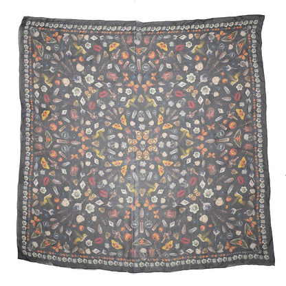 Alexander McQueen Silk Chiffon Obsessions Scarf Black Multi 3 of 4