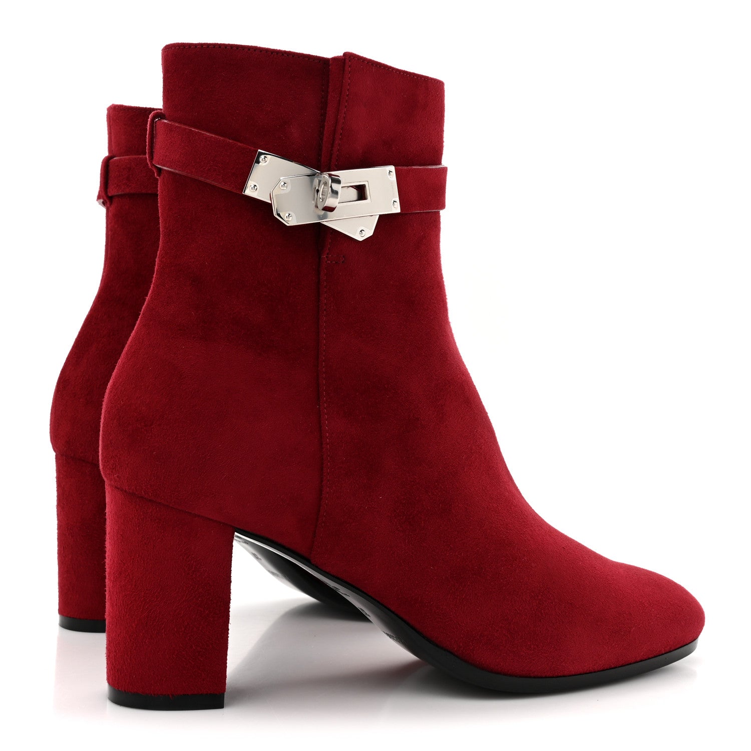 Hermes Suede Goatskin Saint Germain Ankle Boots 37 Rouge Tibetain 4 of 8