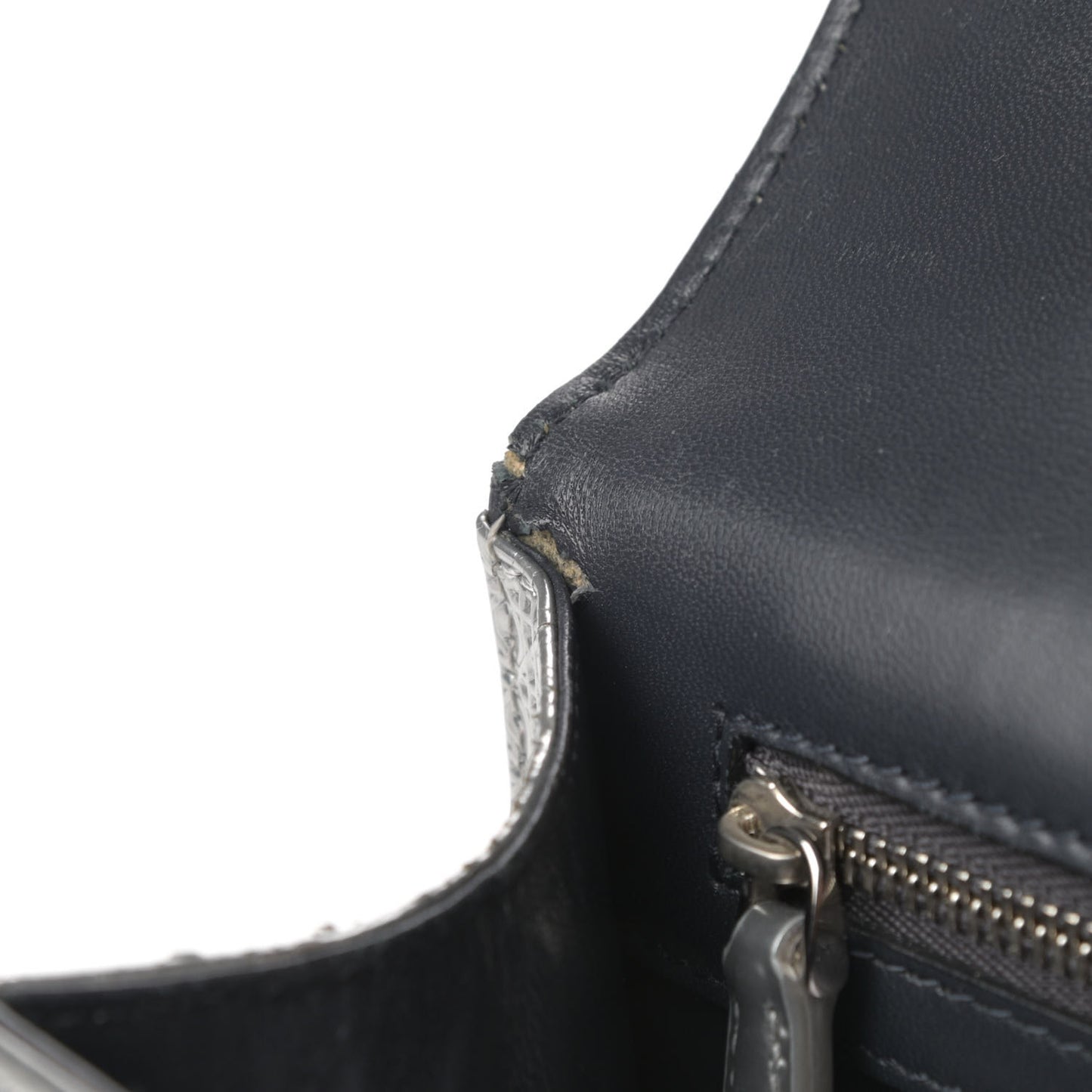 Metallic Patent Micro-Cannage Medium Diorama Flap Bag Silver