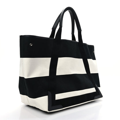 Balenciaga Canvas Striped M NavyCabas Black White 3 of 9