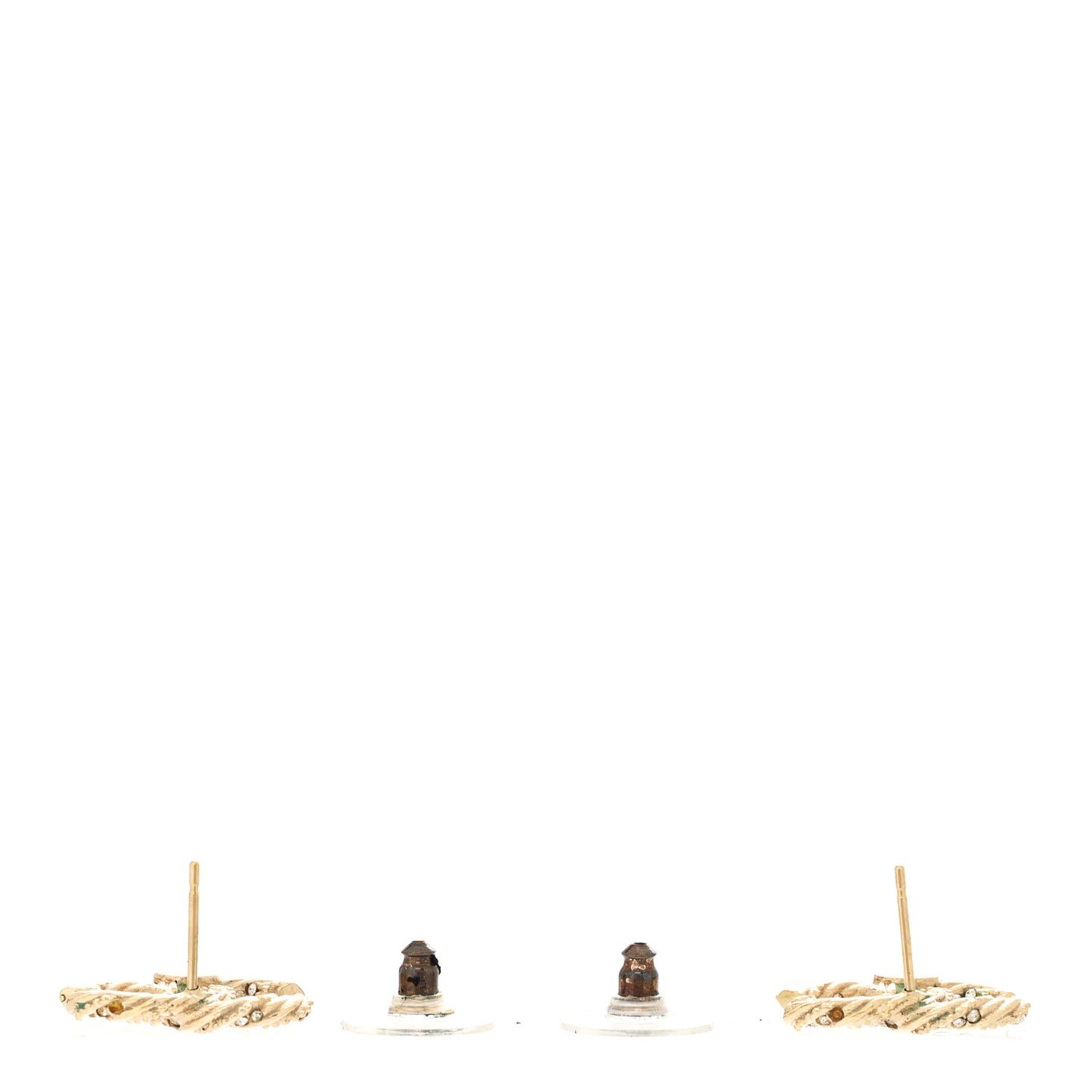 Crystal Twisted CC Earrings Gold