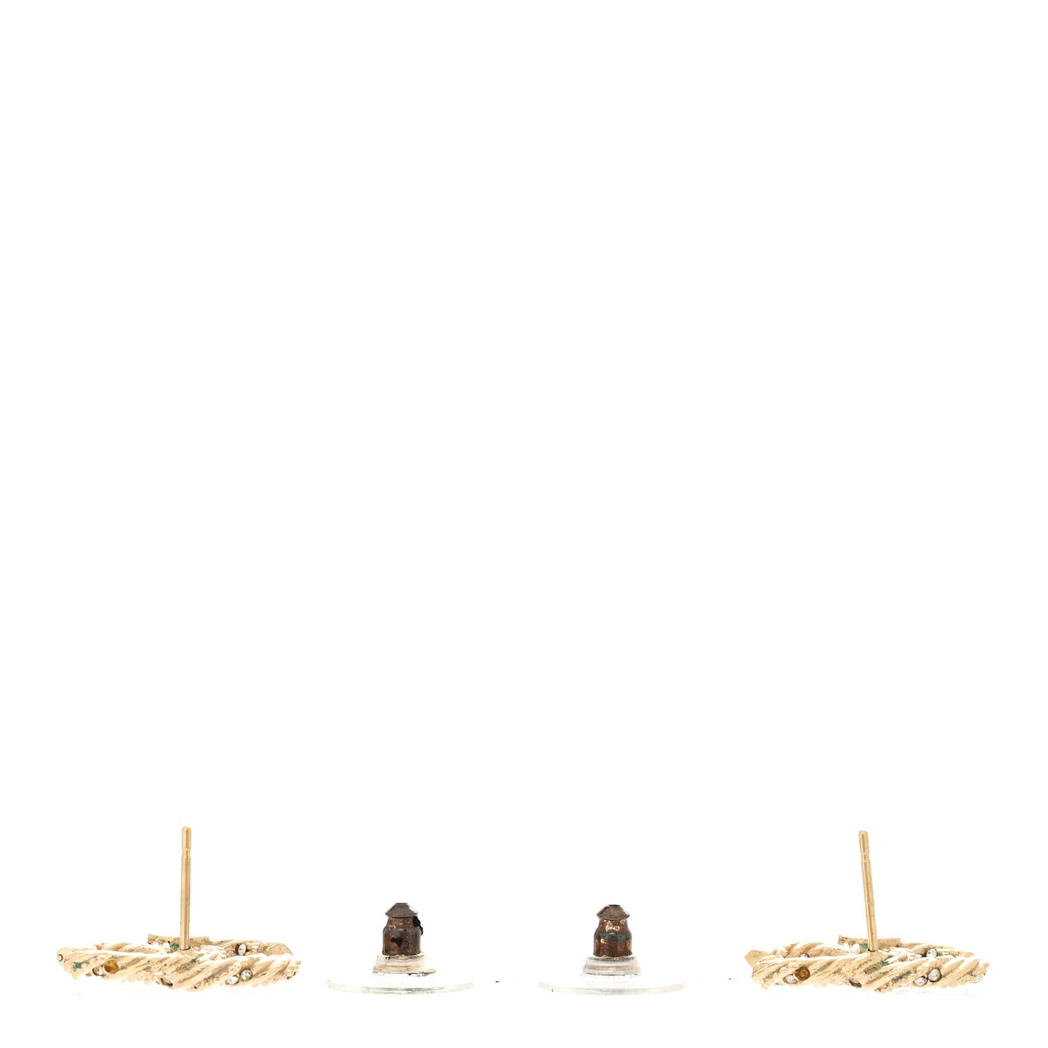 Chanel Crystal Twisted CC Earrings Gold 3 of 6