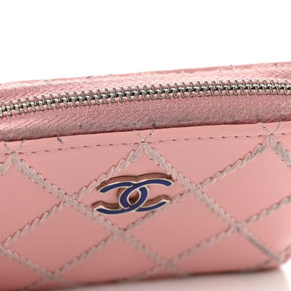 Chanel Lambskin Double Stitch Zip Coin Purse Pink 9 of 9