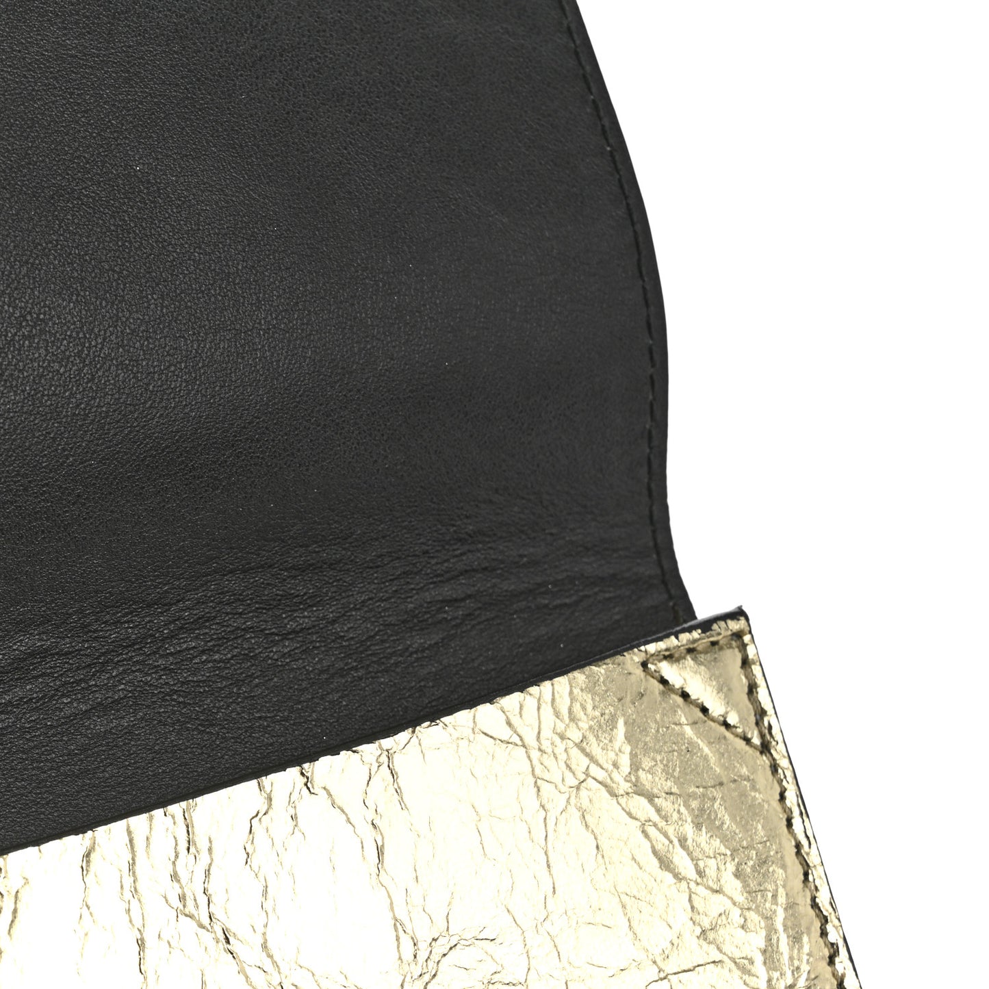 Metallic Lambskin Large Lunch Bag Clutch Silver Gold