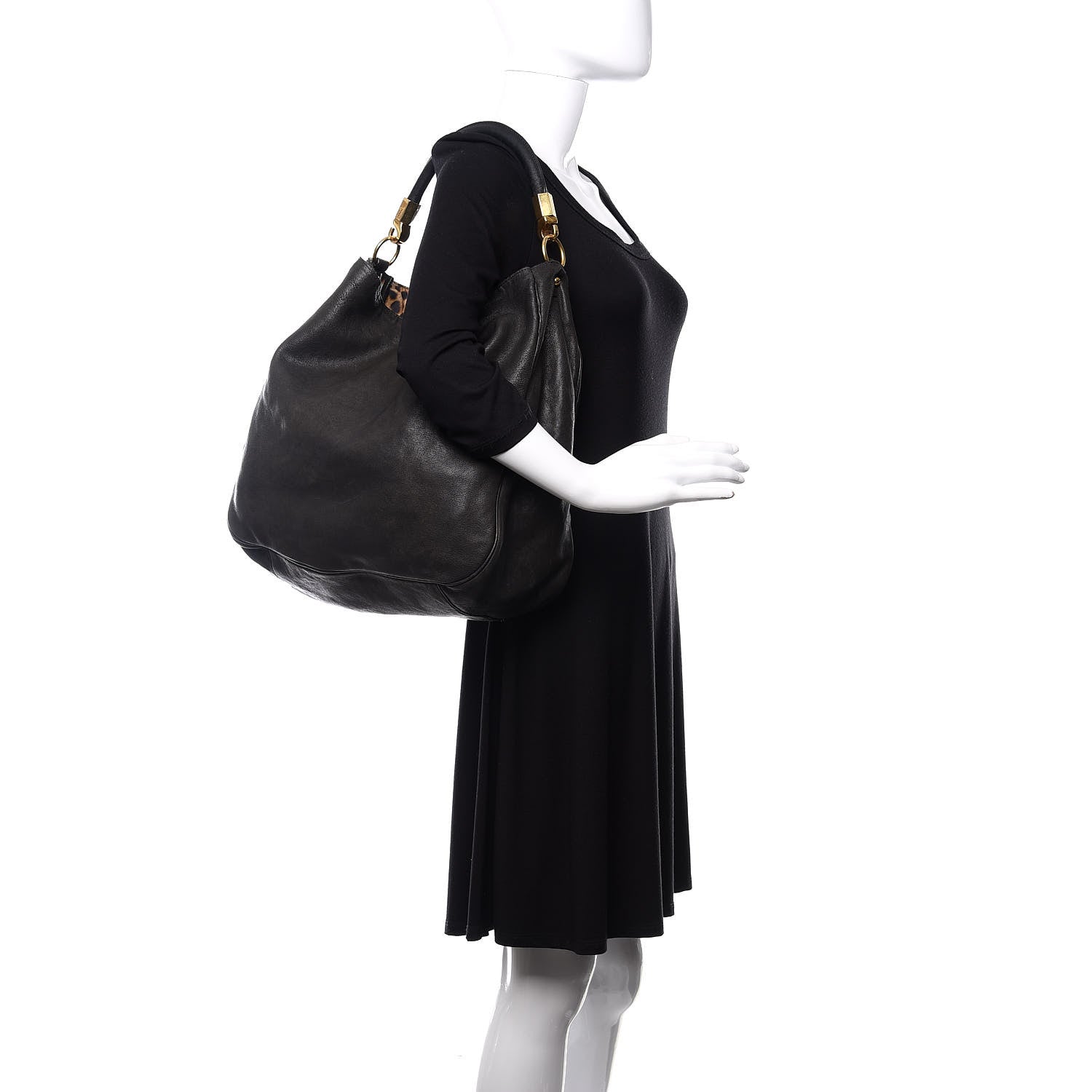Saint Laurent Sheepskin Large Roady Hobo Black Leopard 2 of 10