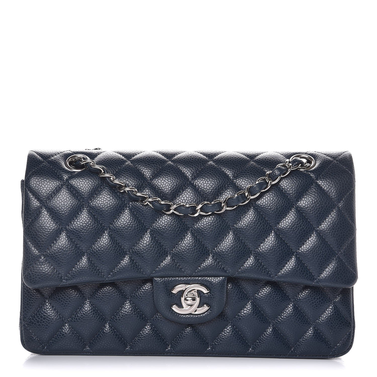 Chanel Caviar Quilted Medium Double Flap Dark Blue 1 of 11