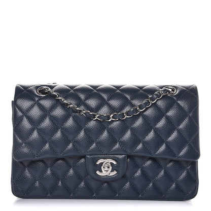 Chanel Caviar Quilted Medium Double Flap Dark Blue 1 of 11