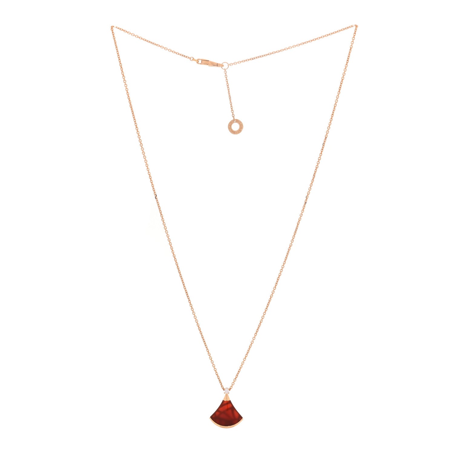 Bulgari 18K Rose Gold Diamond Carnelian Divas' Dream Pendant Necklace 2 of 6
