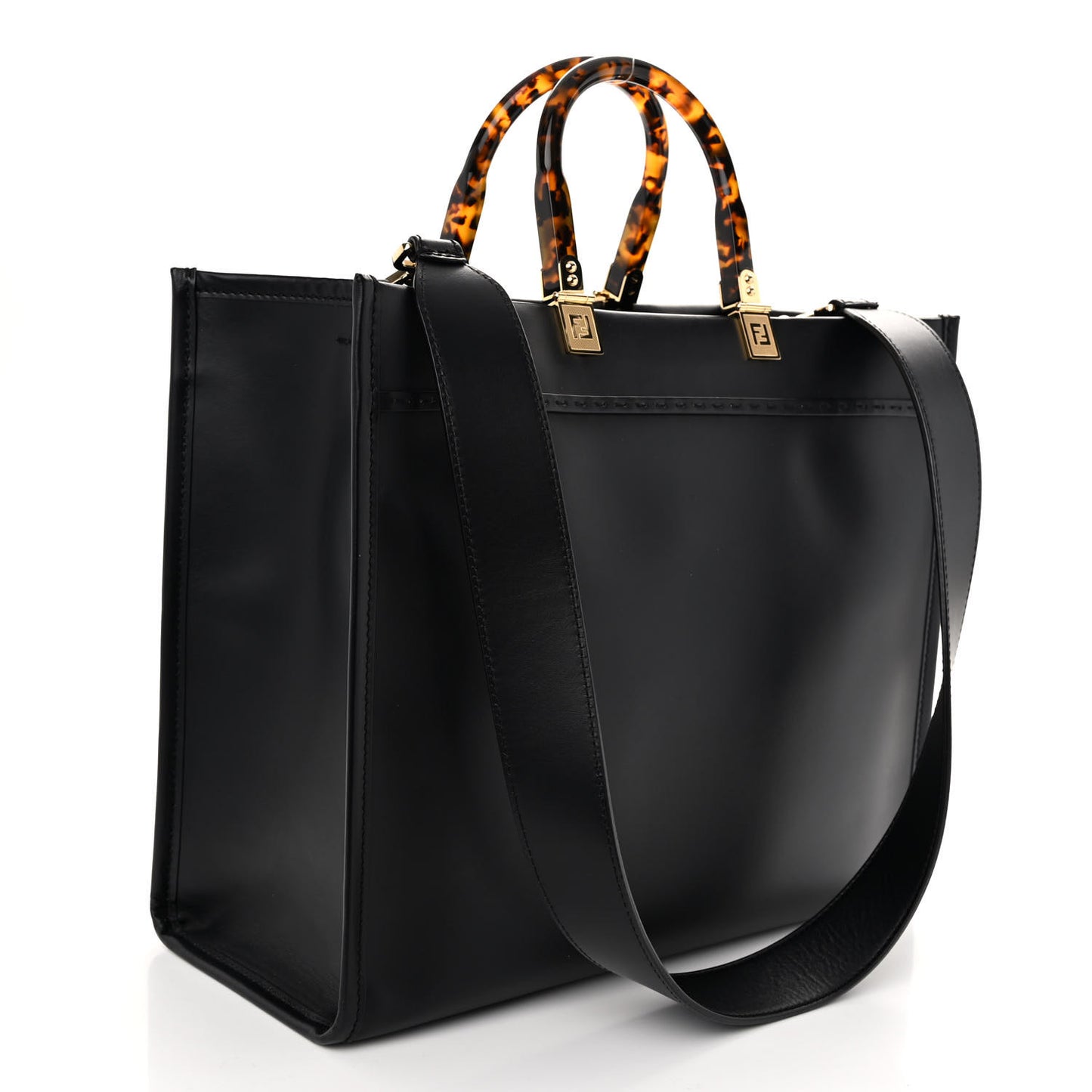 Vitello King Plexiglass Medium Fendi Sunshine Shopper Tote Black