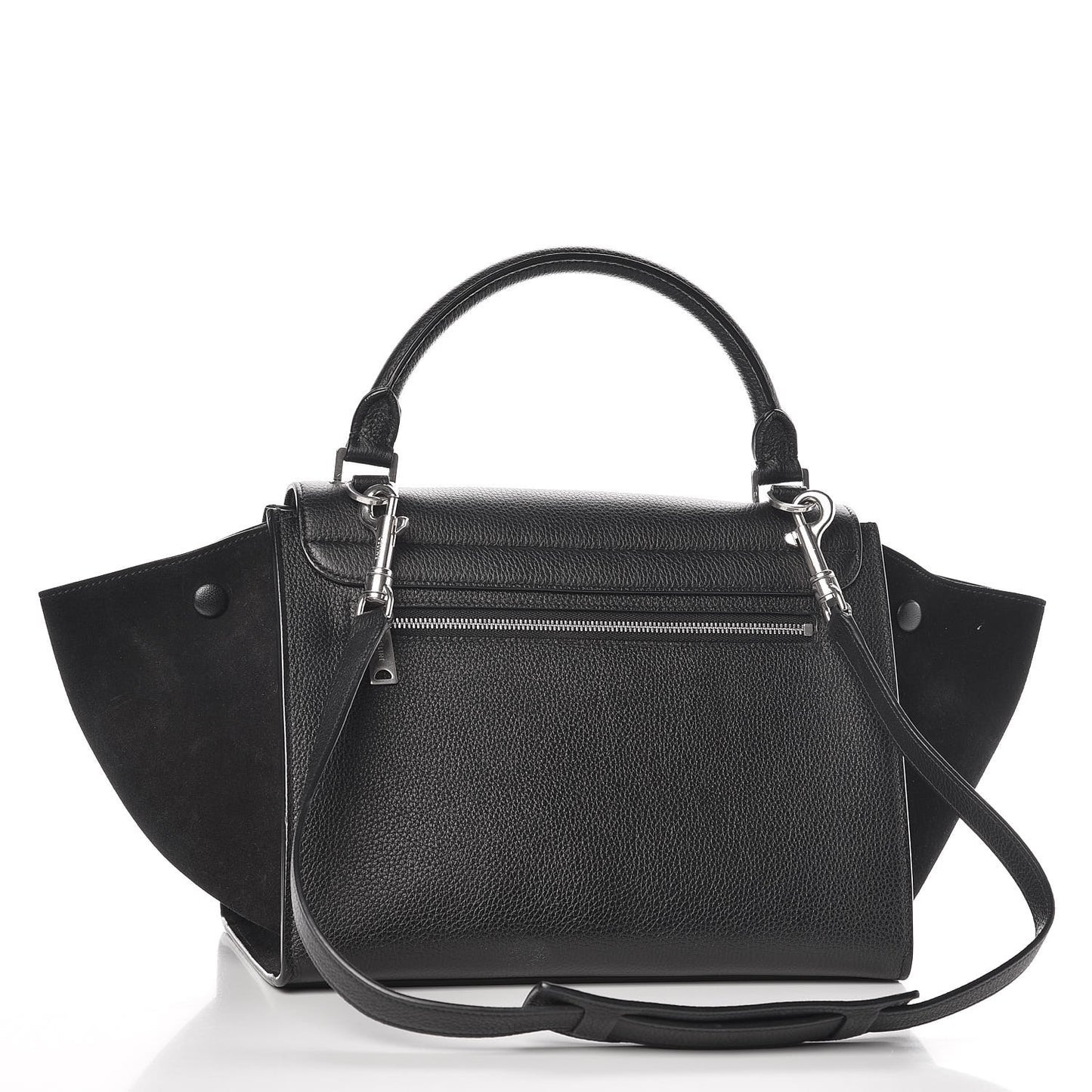 Drummed Calfskin Suede Small Trapeze Black