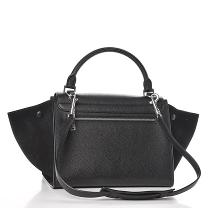 Celine Drummed Calfskin Suede Small Trapeze Black 3 of 13