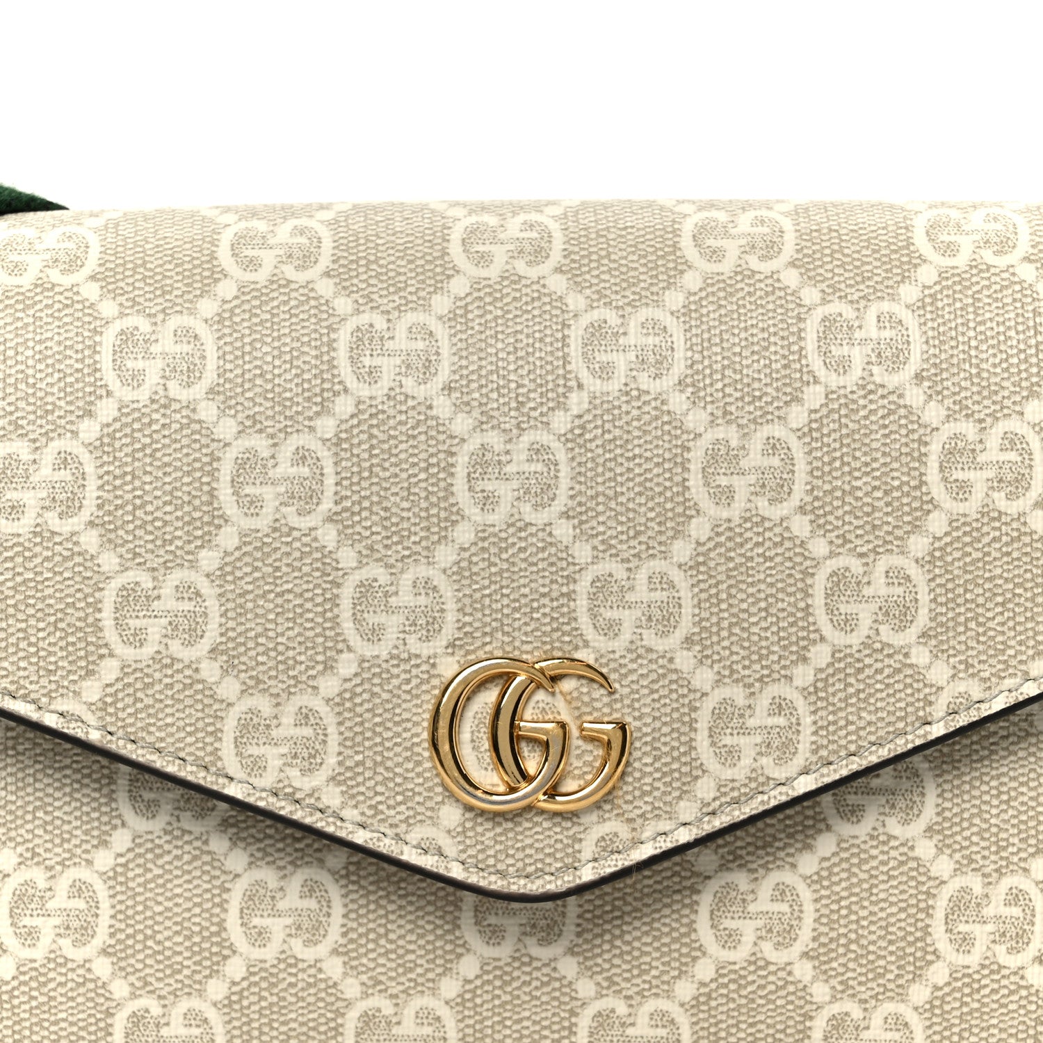Gucci GG Supreme Monogram Textured Dollar Calfskin Web Mini Ophidia Envelope Shoulder Bag Beige Mystic White Oatmeal 8 of 11