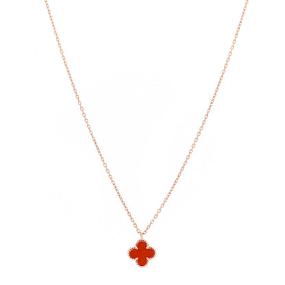 Van Cleef & Arpels 18K Rose Gold Carnelian Sweet Alhambra Pendant Necklace 1 of 6