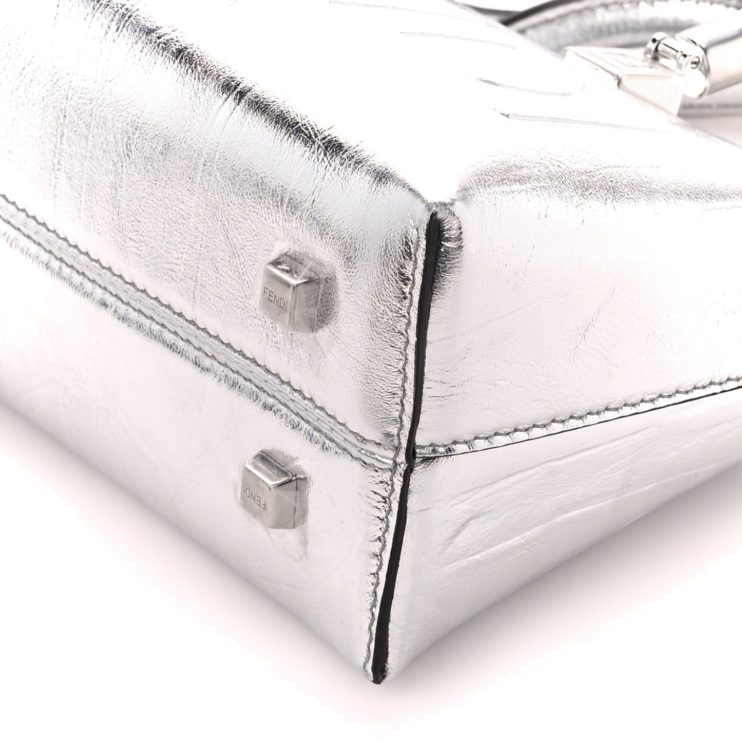 Rock Millenium Logo Embossed Mini By The Way Top Handle Boston Bag Argento