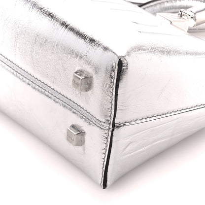 Fendi Rock Millenium Logo Embossed Mini By The Way Top Handle Boston Bag Argento 12 of 12