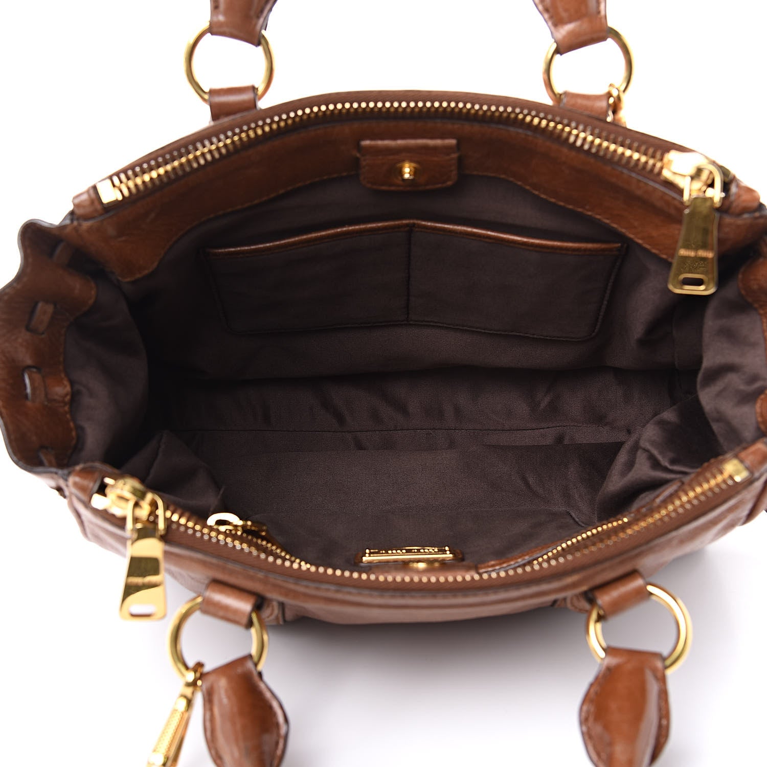 Miu Miu Vitello Lux Gathered Tote Palissandro 5 of 15
