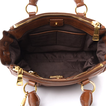 Miu Miu Vitello Lux Gathered Tote Palissandro 5 of 15