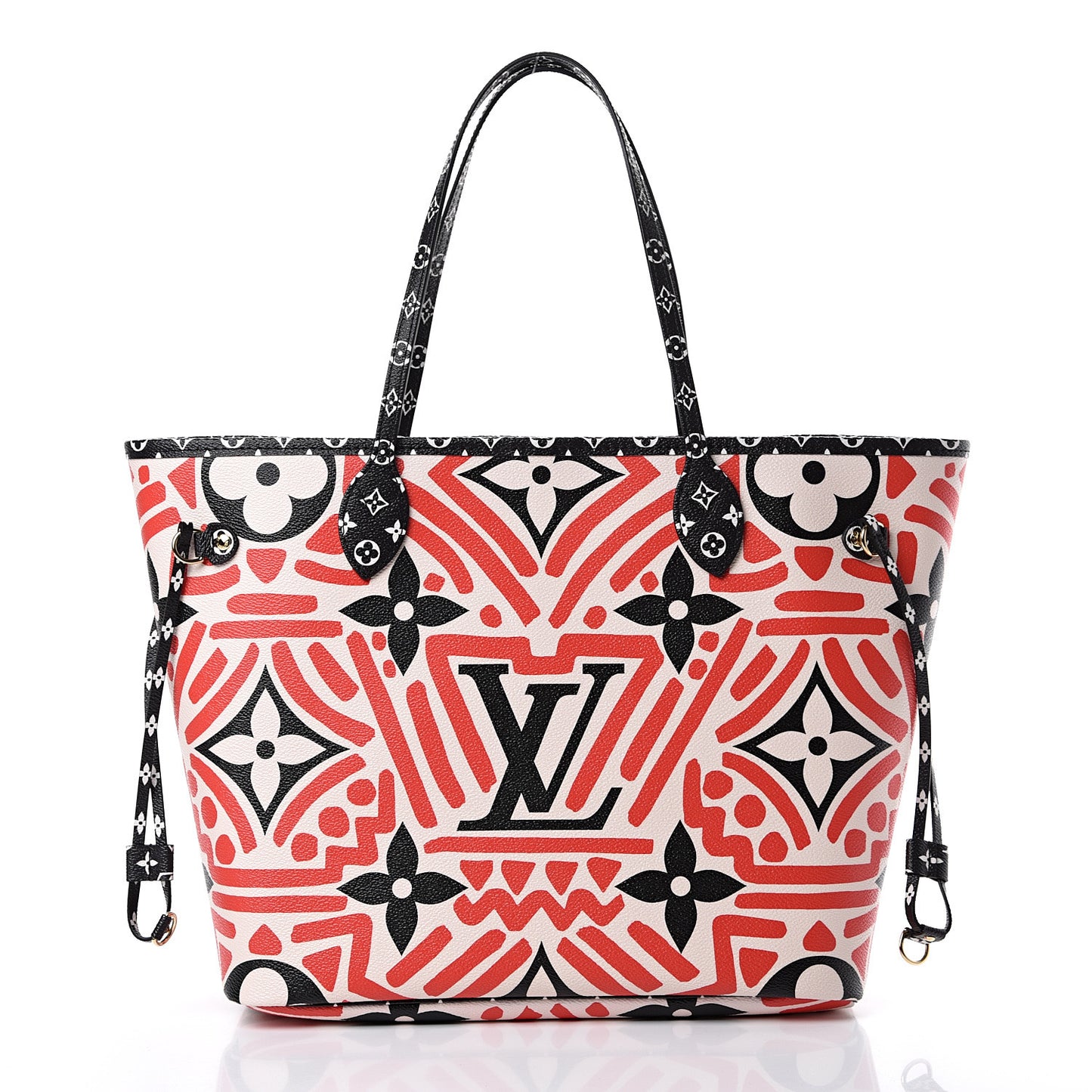 Monogram Giant Crafty Neverfull MM Creme Rouge Black