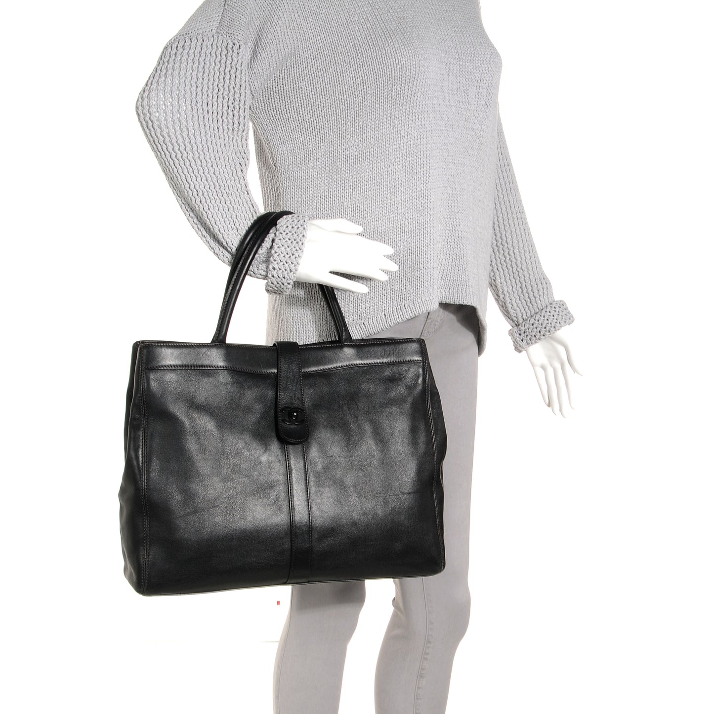 Calfskin Large Tote Bag Black
