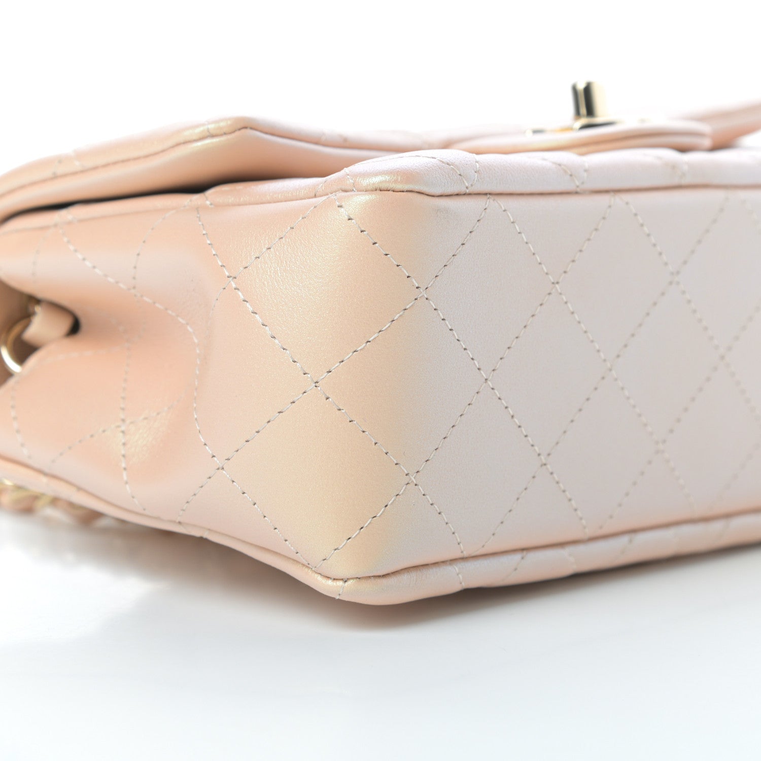 Chanel Iridescent Calfskin Quilted Mini Rectangular Flap Beige 9 of 12