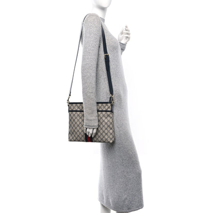 Gucci GG Supreme Monogram Web Flat Messenger Bag Navy 2 of 14