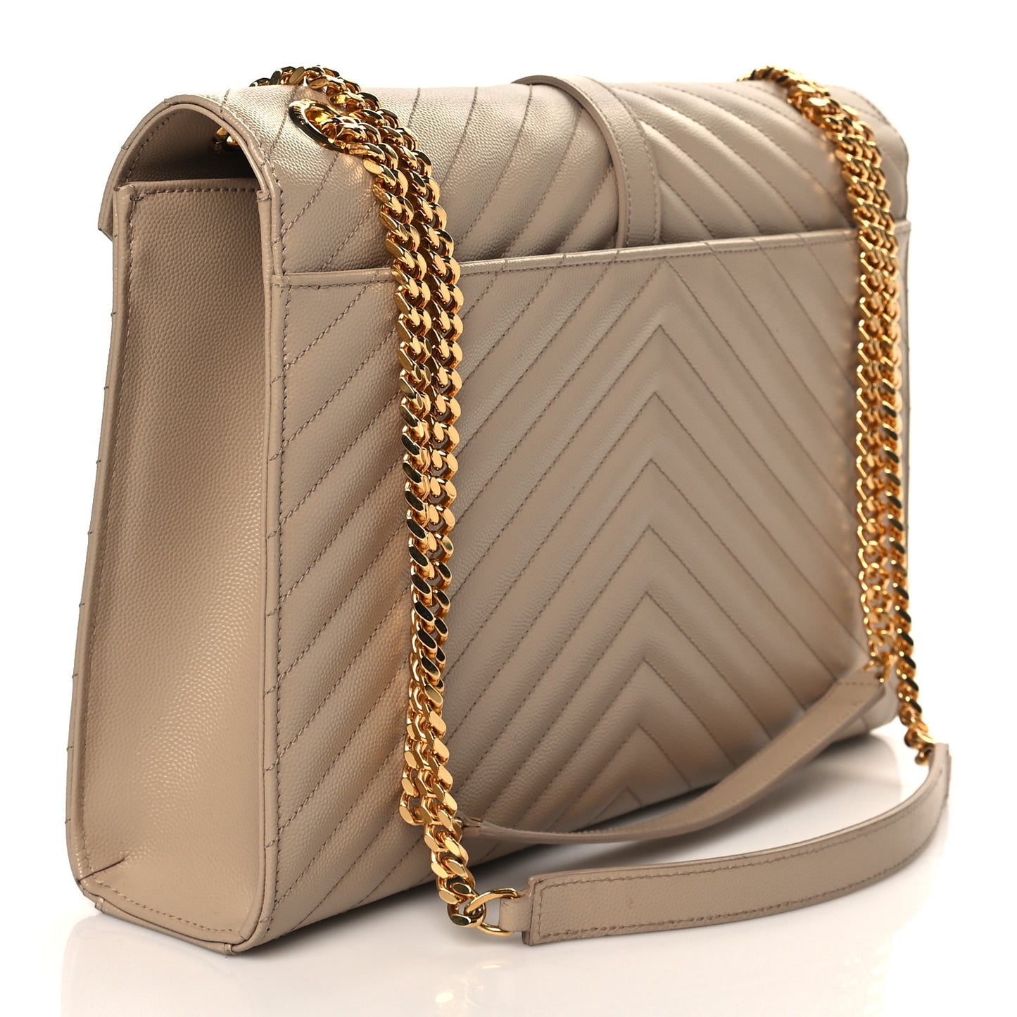 Grain De Poudre Matelasse Chevron Large Monogram Satchel Dark Beige