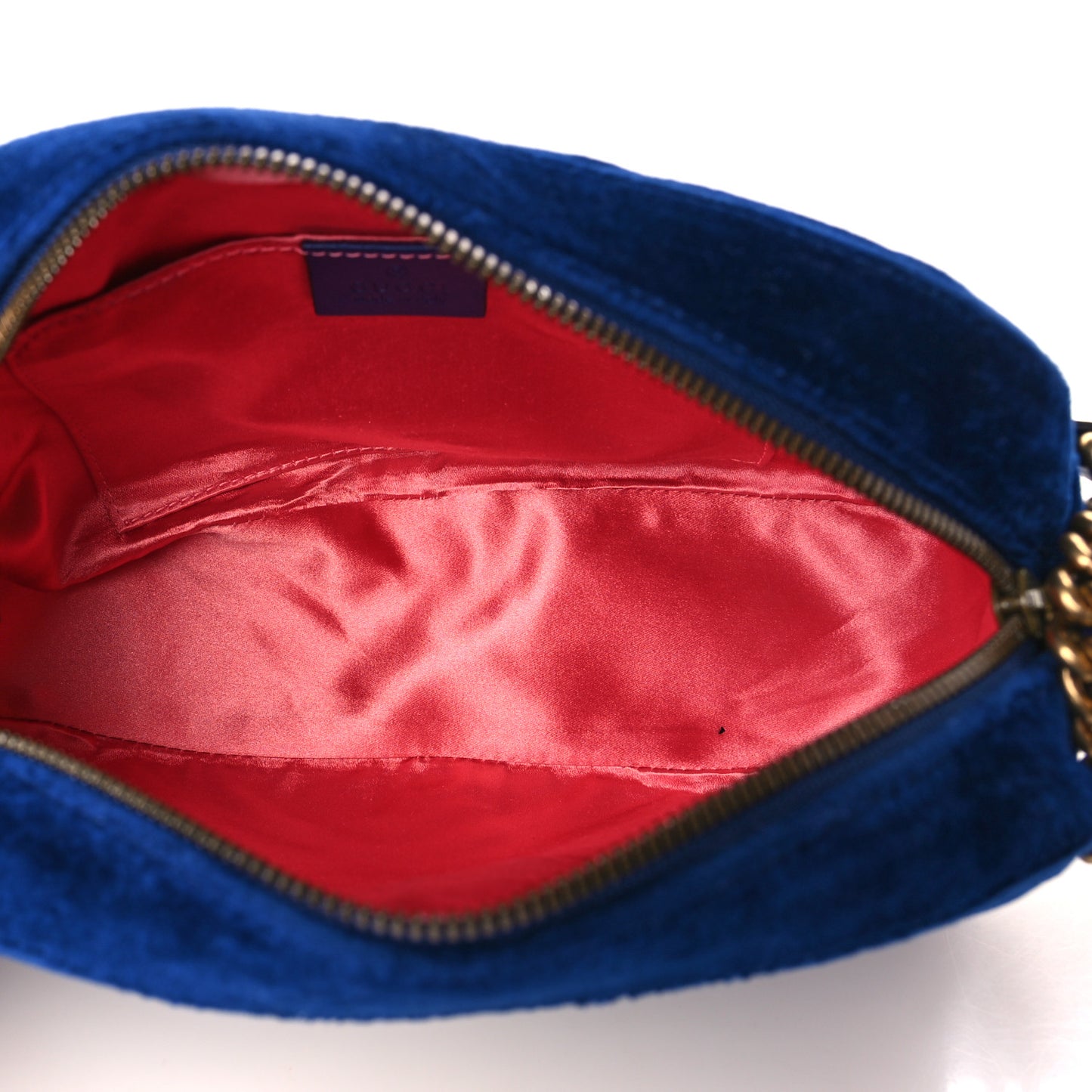 Velvet Matelasse Small GG Marmont Chain Shoulder Bag Cobalt