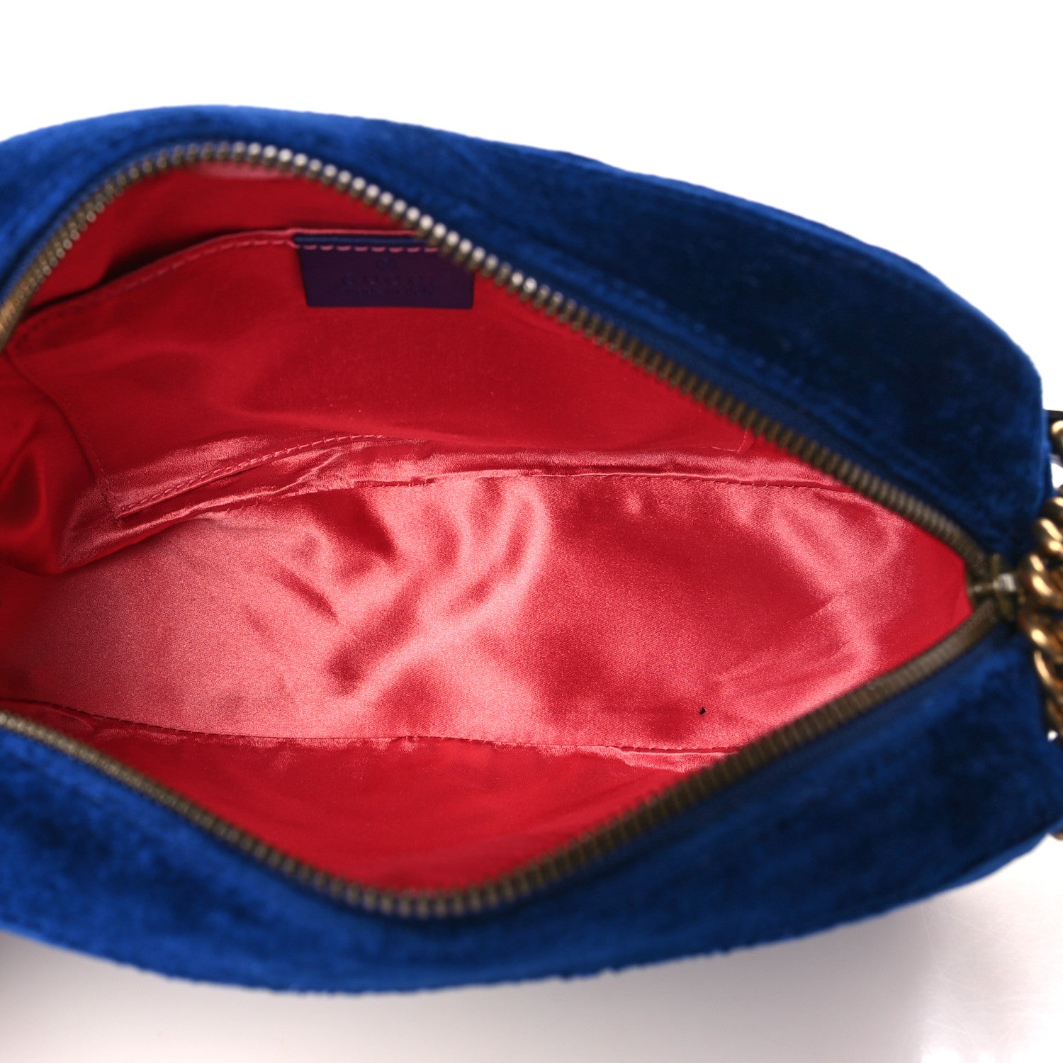 Gucci Velvet Matelasse Small GG Marmont Chain Shoulder Bag Cobalt 5 of 9