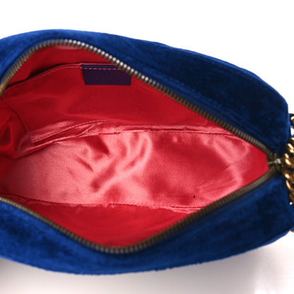 Gucci Velvet Matelasse Small GG Marmont Chain Shoulder Bag Cobalt 5 of 9