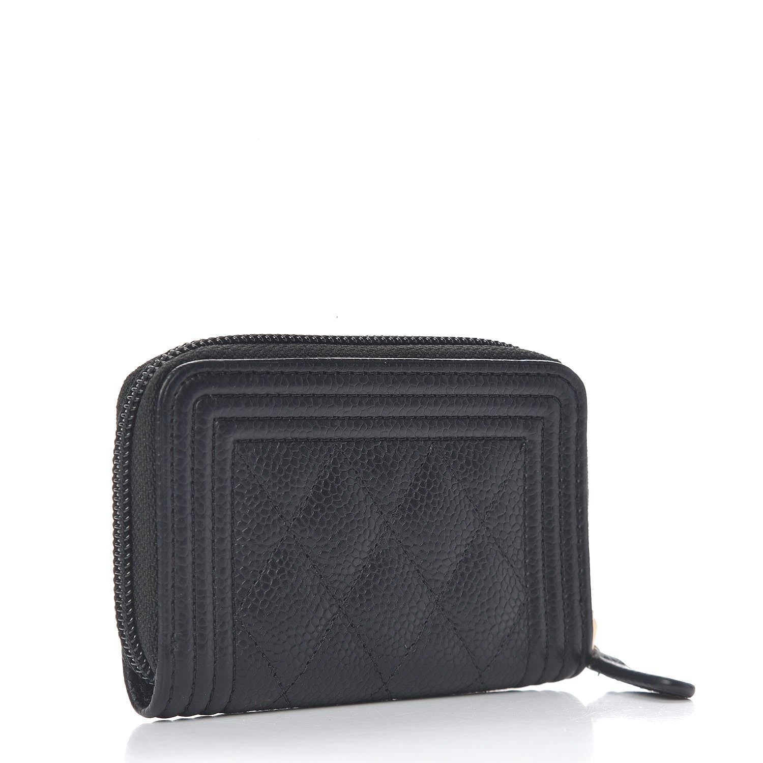 Chanel Caviar Quilted Boy Zip Around Coin Purse Wallet Black 3 of 7
