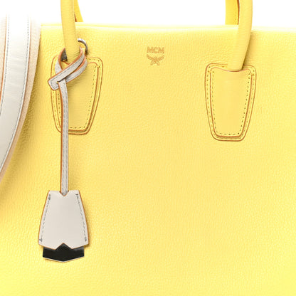 MCM Grained Calfskin Medium Milla Tote Custard Yellow 7 of 9
